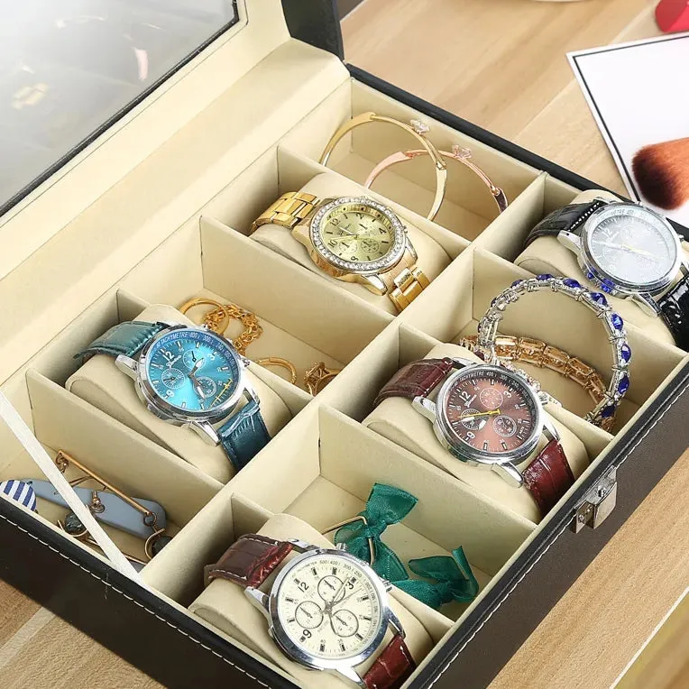 12X SLOTS LEATHER WATCH ORGANIZER