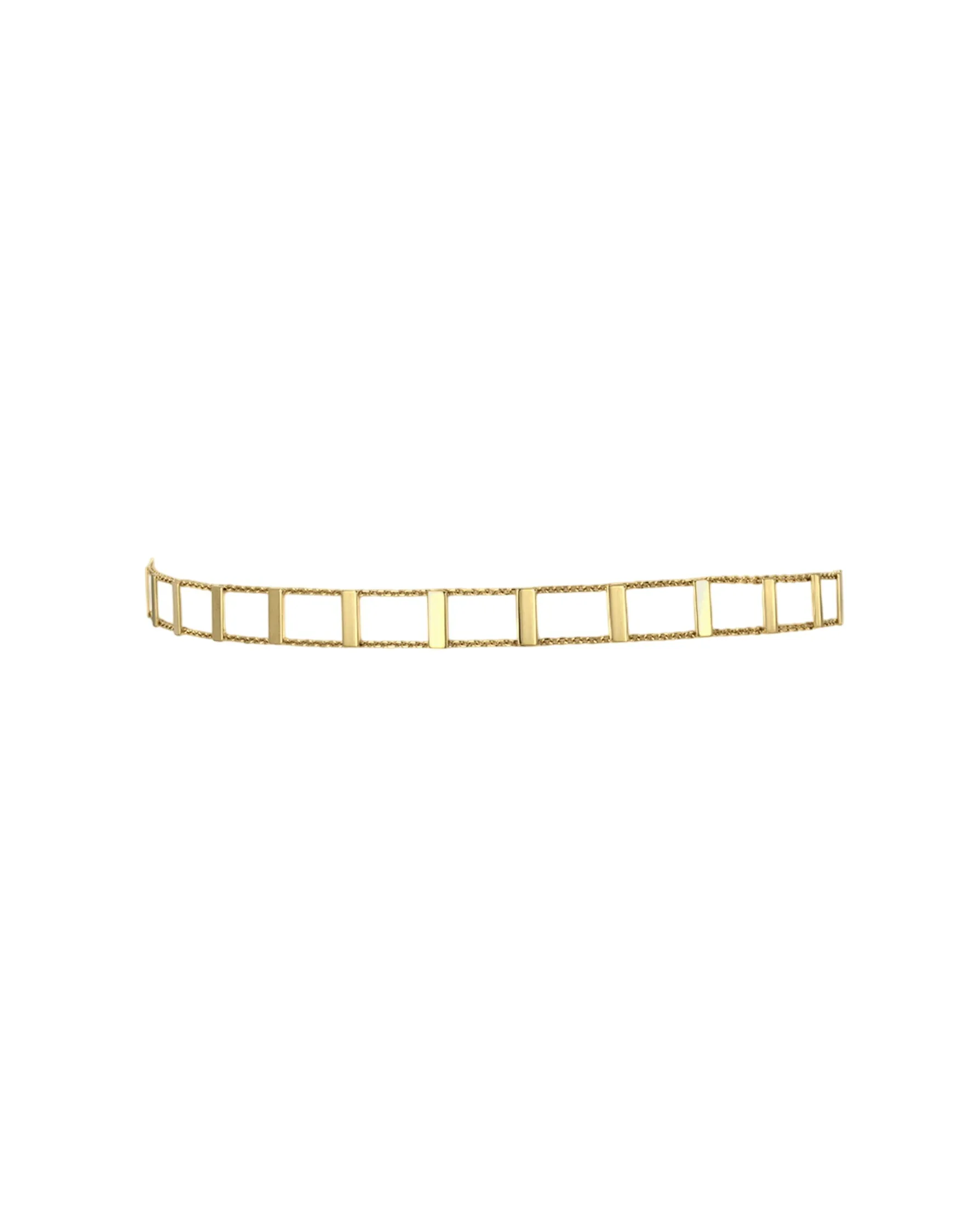 14k Gold Bar Segment Choker Necklace