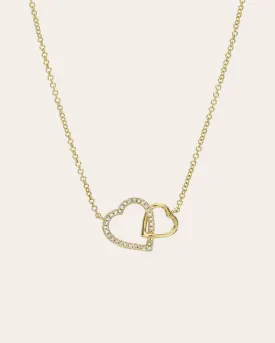 14k Gold Diamond Open Hearts Necklace