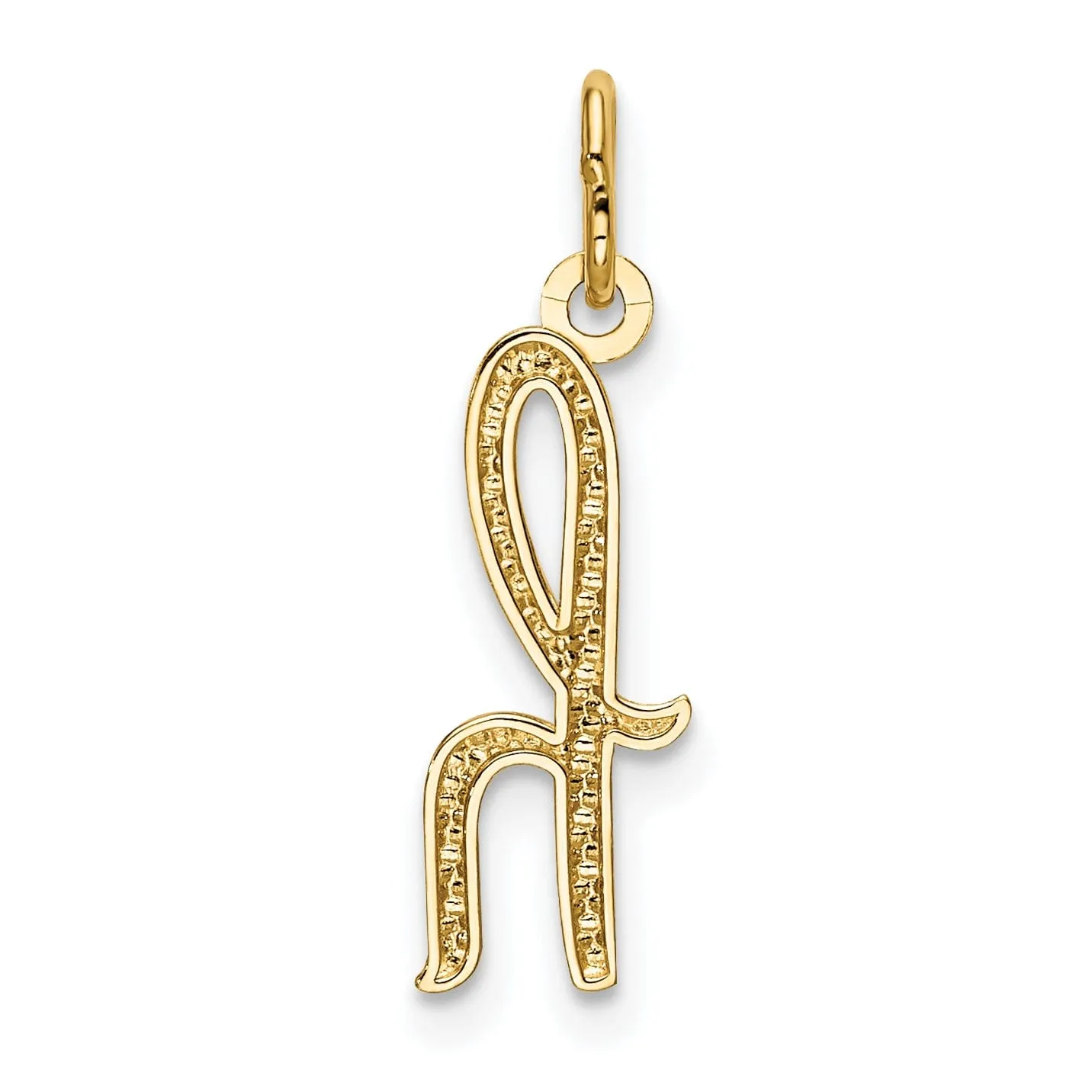 14K Yellow Gold Lower Case Script Letter H Initial Pendant