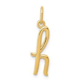 14K Yellow Gold Lower Case Script Letter H Initial Pendant