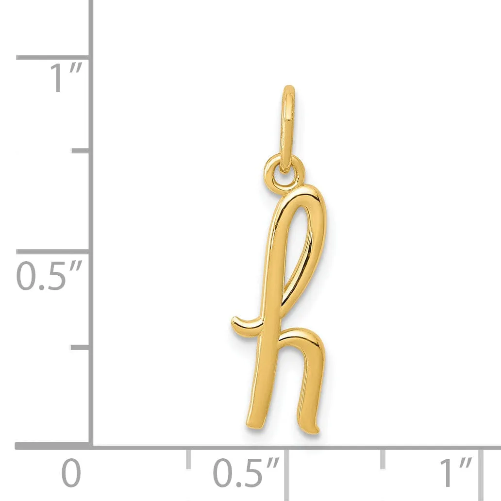 14K Yellow Gold Lower Case Script Letter H Initial Pendant