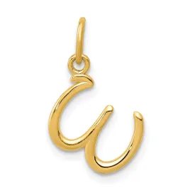 14K Yellow Gold Lower Case Script Letter W Initial Pendant