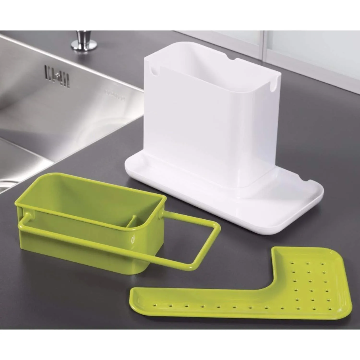 2034 Plastic 3-in-1 Stand for Kitchen Sink Organizer Dispenser for Dishwasher Liquid