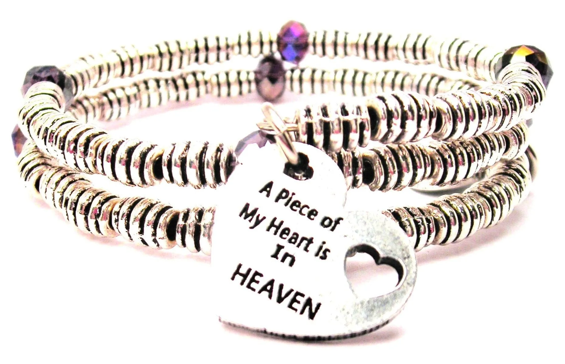 A Piece Of My Heart Is In Heaven Curly Coil Wrap Style Bangle Bracelet