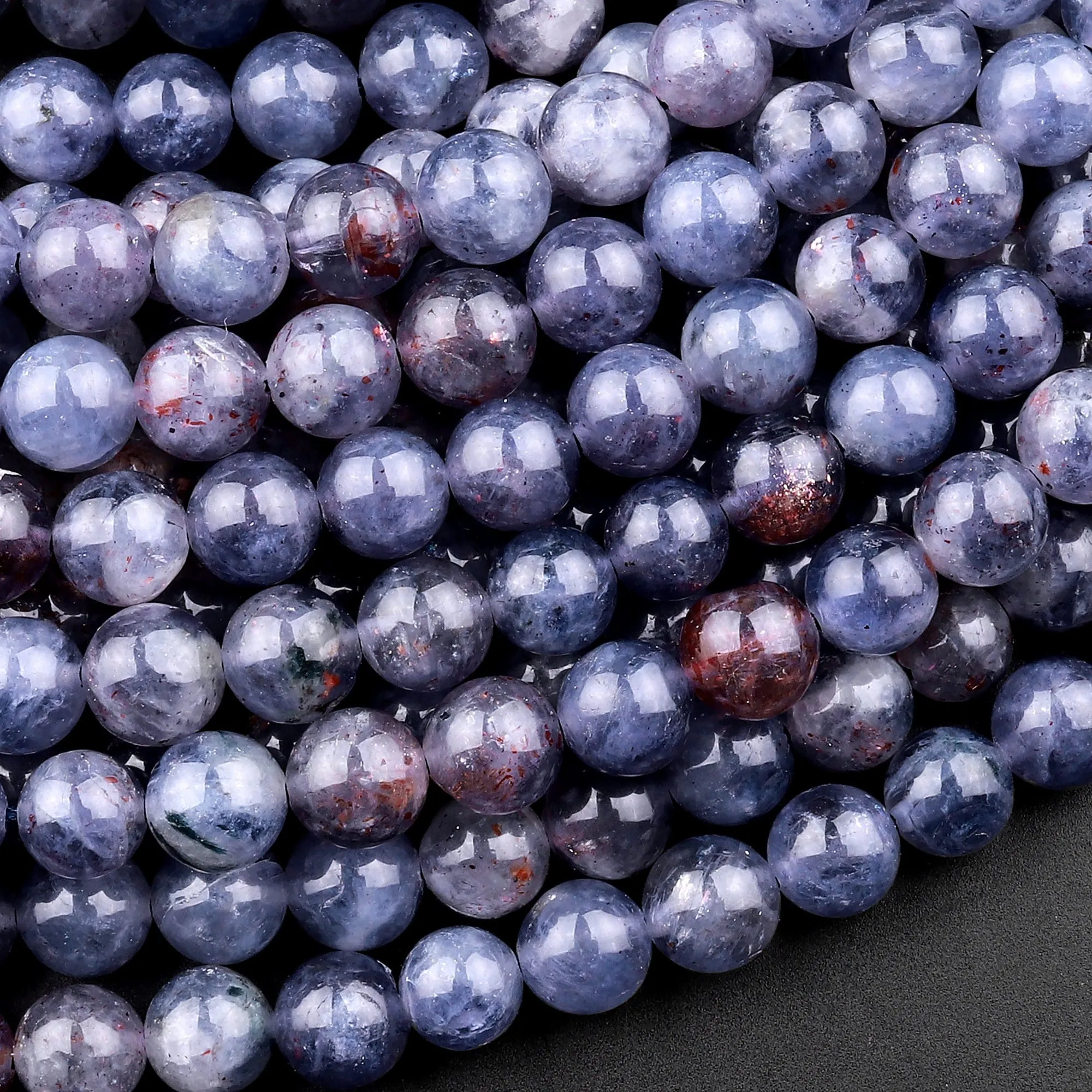 AA Natural Sunstone Iolite 6mm 8mm Round Beads 15.5" Strand