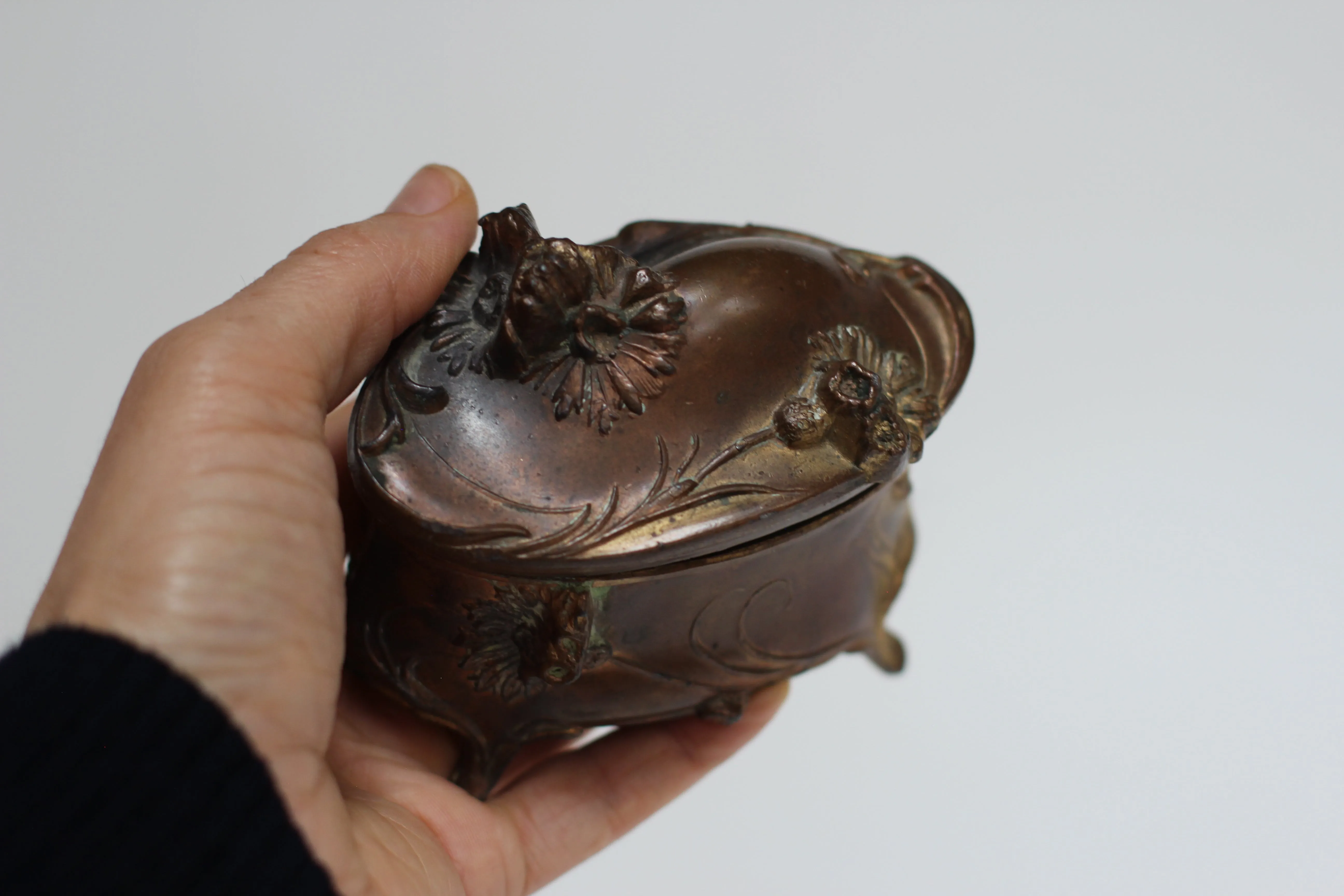 Antique Bronze Art Nouveau Jewelry Box