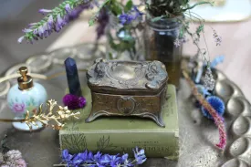 Antique Bronze Roses Art Nouveau Jewelry Box