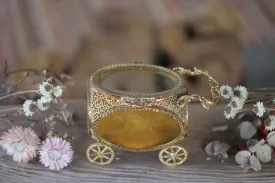 Antique Carriage Glass Filigree Jewelry Box