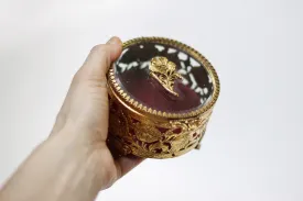 Antique Floral Gold Filigree Jewelry Box