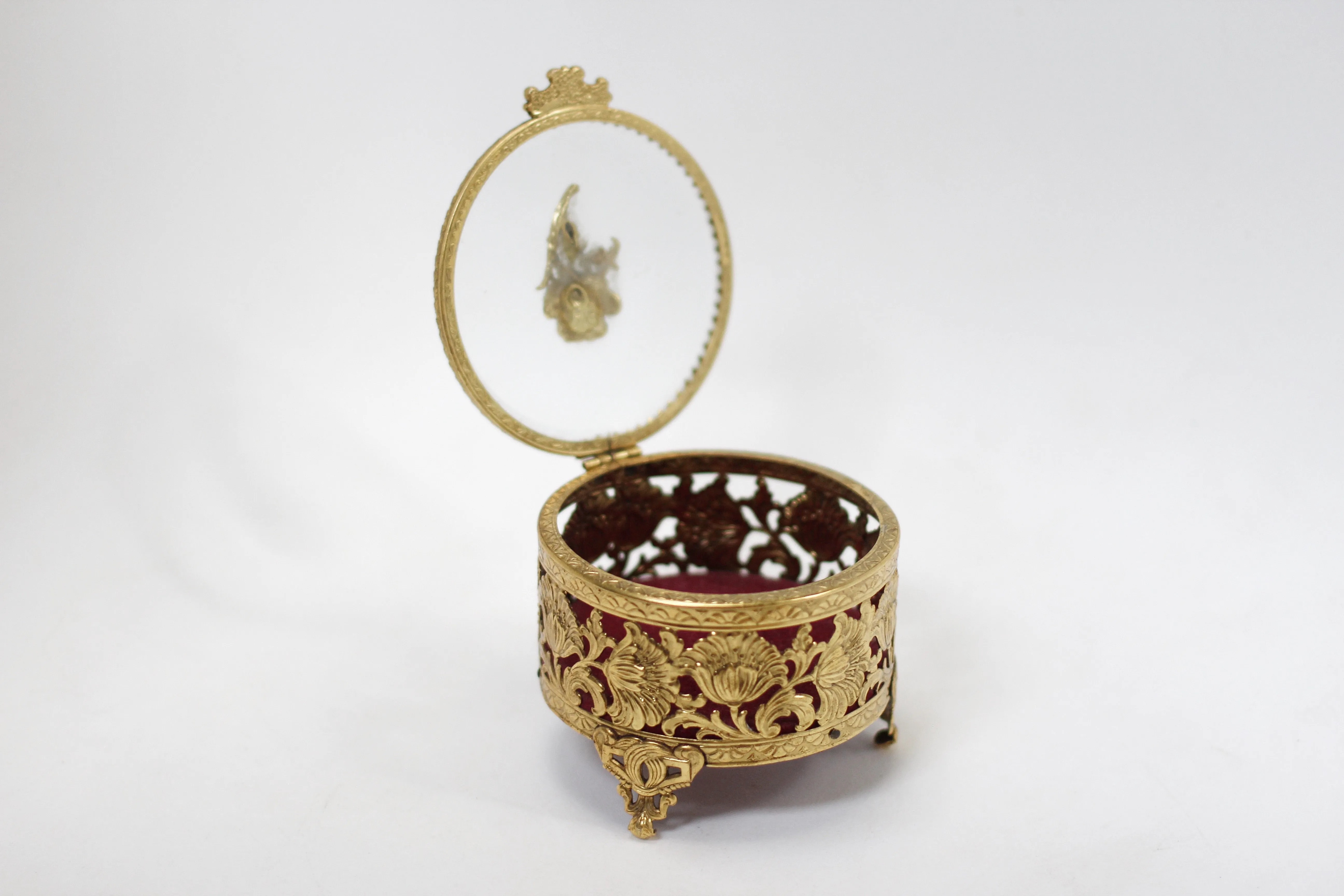 Antique Floral Gold Filigree Jewelry Box