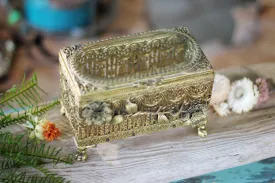 Antique Rare Floral Jewelry Box