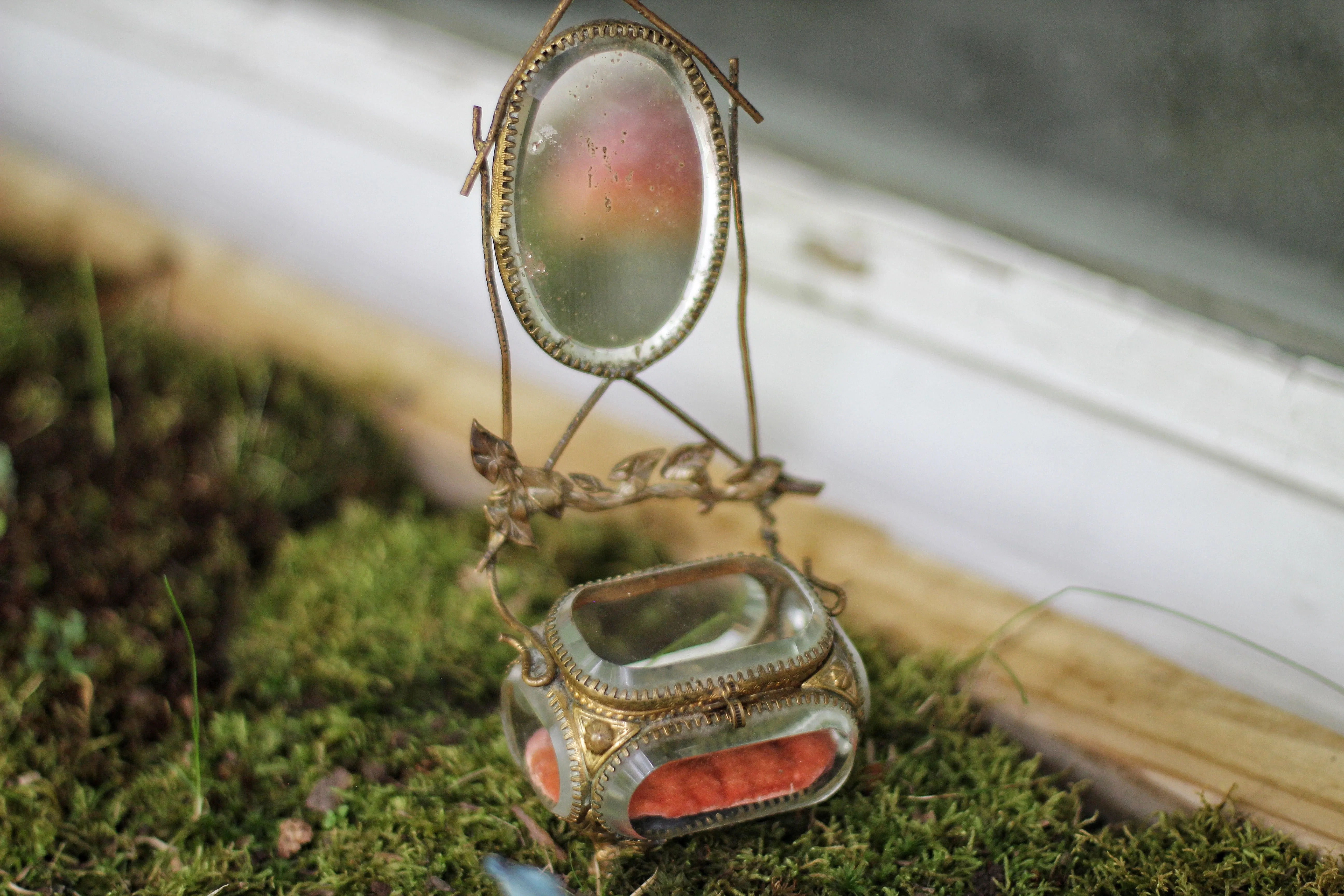 Antique Rare French Morning glory Jewelry Box