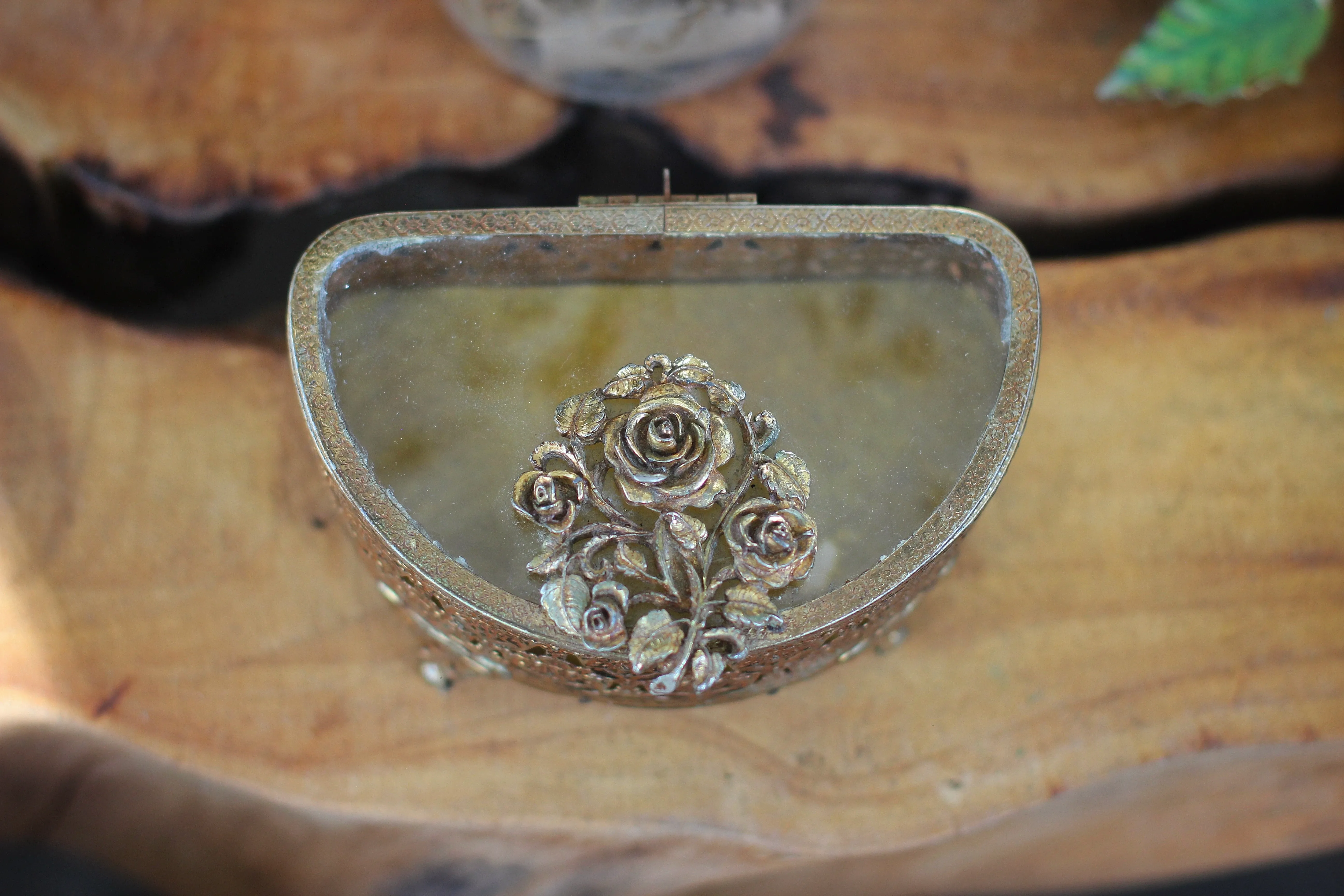 Antique Stylebuilt Floral Jewelry Box