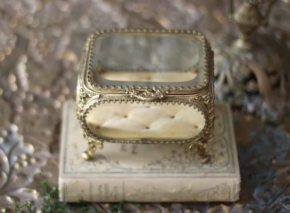 Antique Tuft Ormolu Filigree Jewelry Box