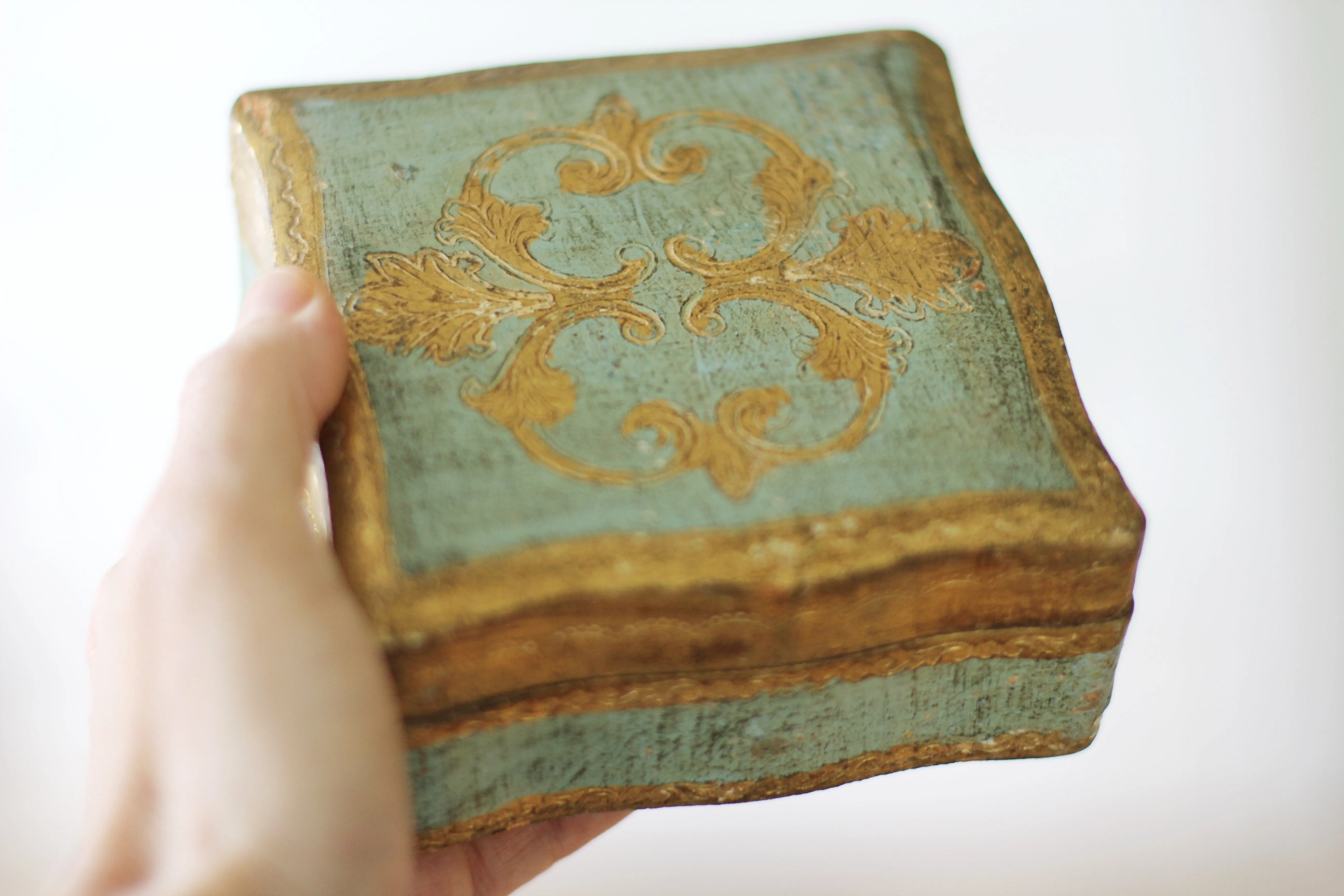 Antique Turquoise Florentine Jewelry Box