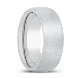 ARCDEACON | Silver Ring, White Tungsten Ring, Brushed, Domed