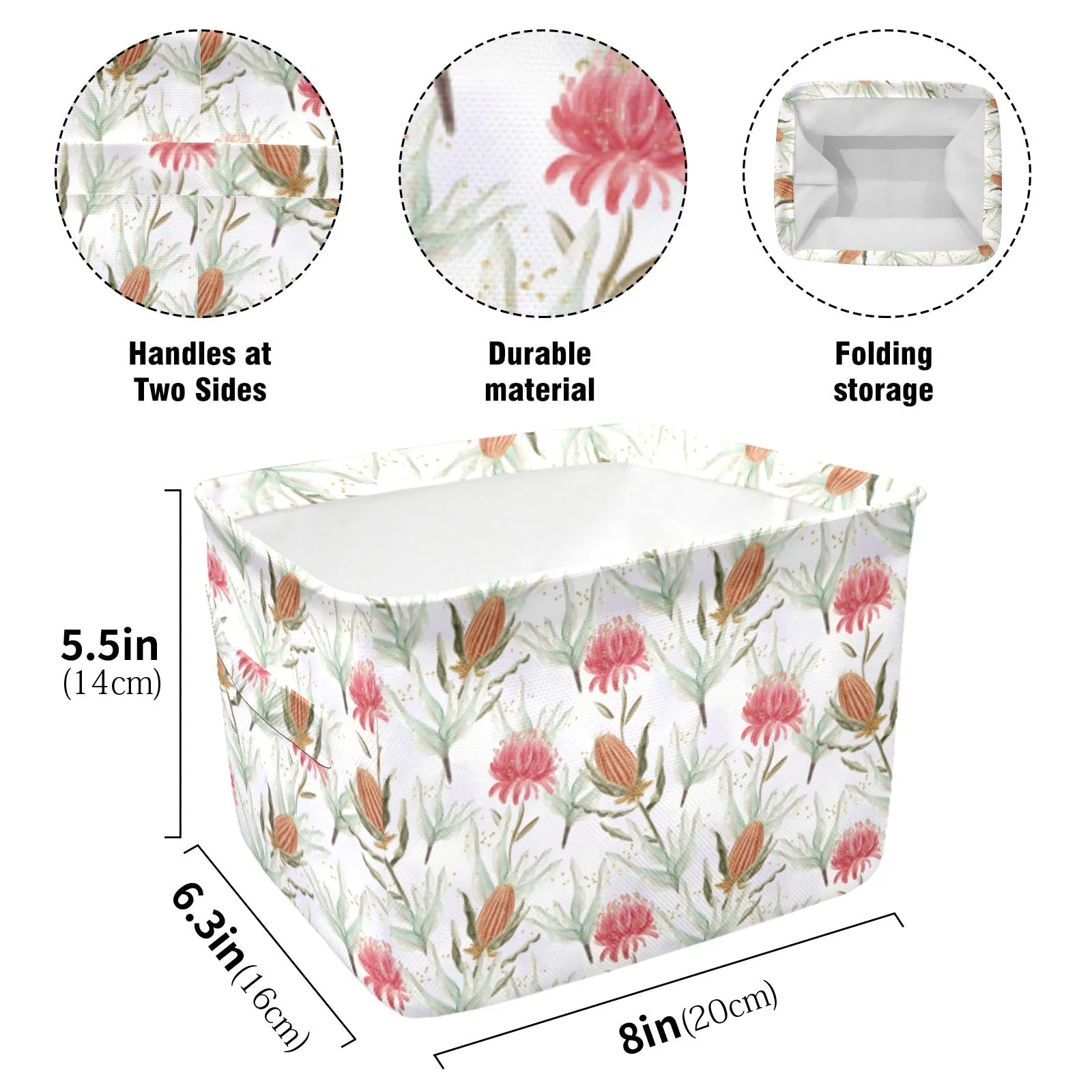 Australian Wattle Large Print Fabric Storage Basket