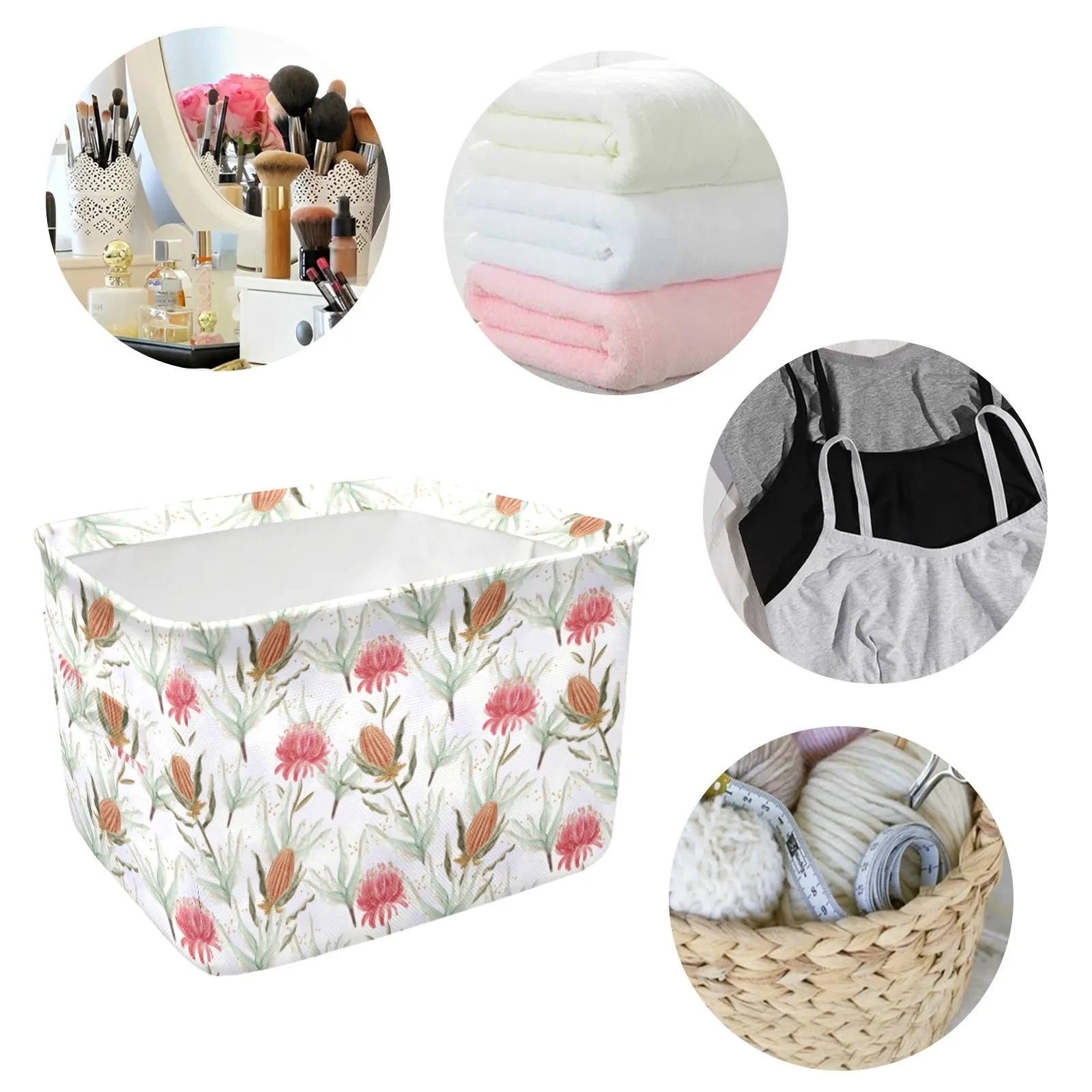 Australian Wattle Large Print Fabric Storage Basket