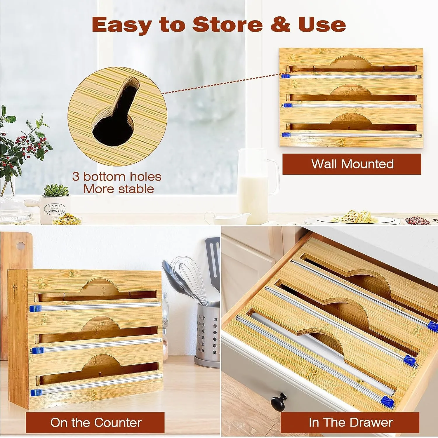 Bamboo 3 in 1 Wrap Organizer with Cutter