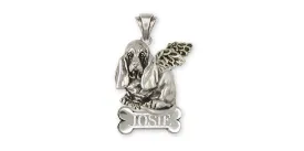 Basset Hound Angel Personalized Pendant Jewelry Sterling Silver Handmade Dog Personalized Pendant BAS5-ANP