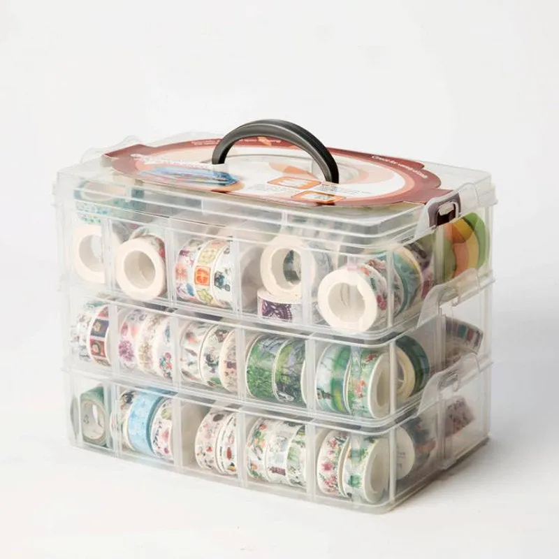 Bead Storage Box - Plastic Craft Box- Jewelry Organizer Container Box - Clear Box With Removable Dividers - Washi Tape Box - Button Storage