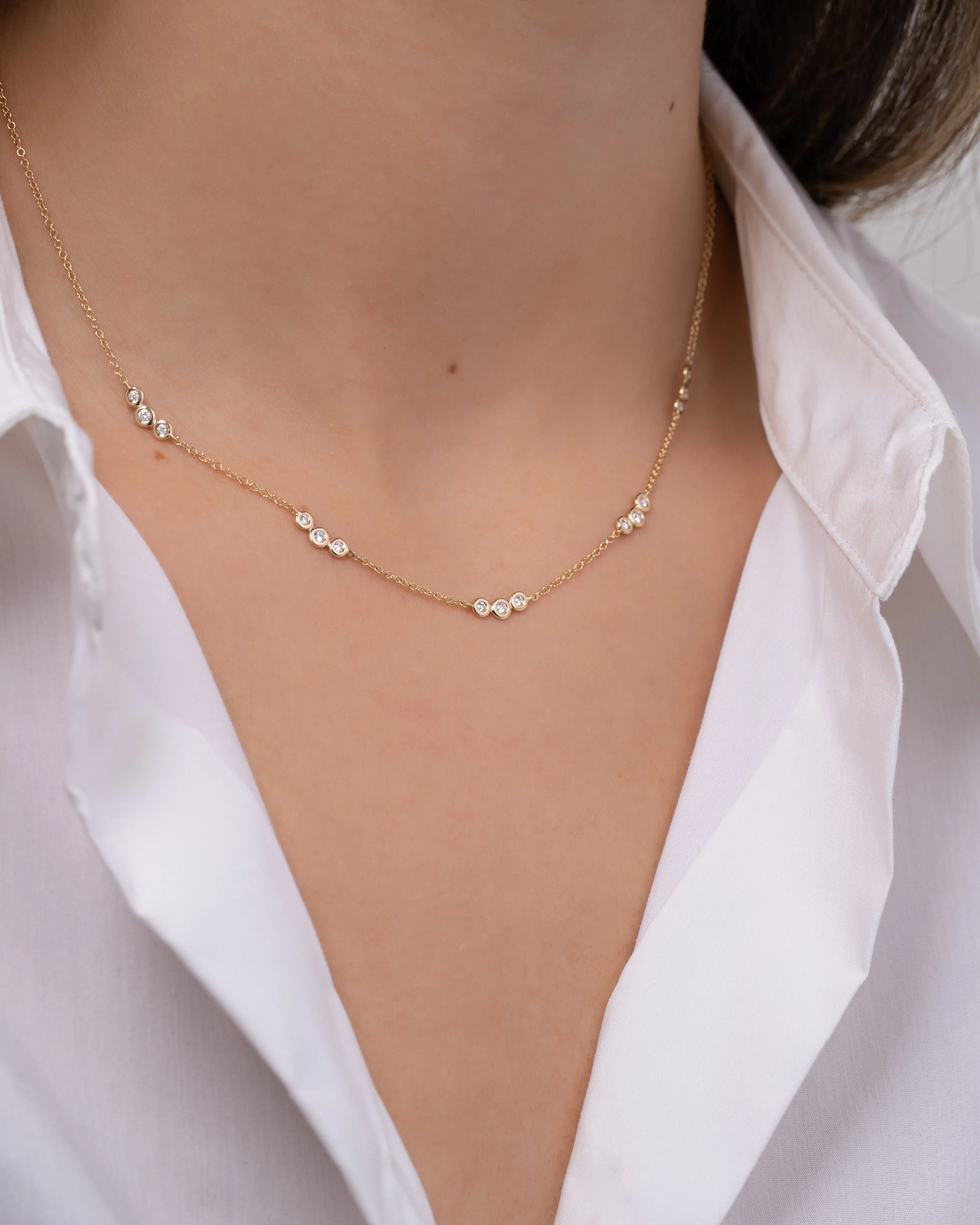 Bezel Diamond Trio Segment Necklace