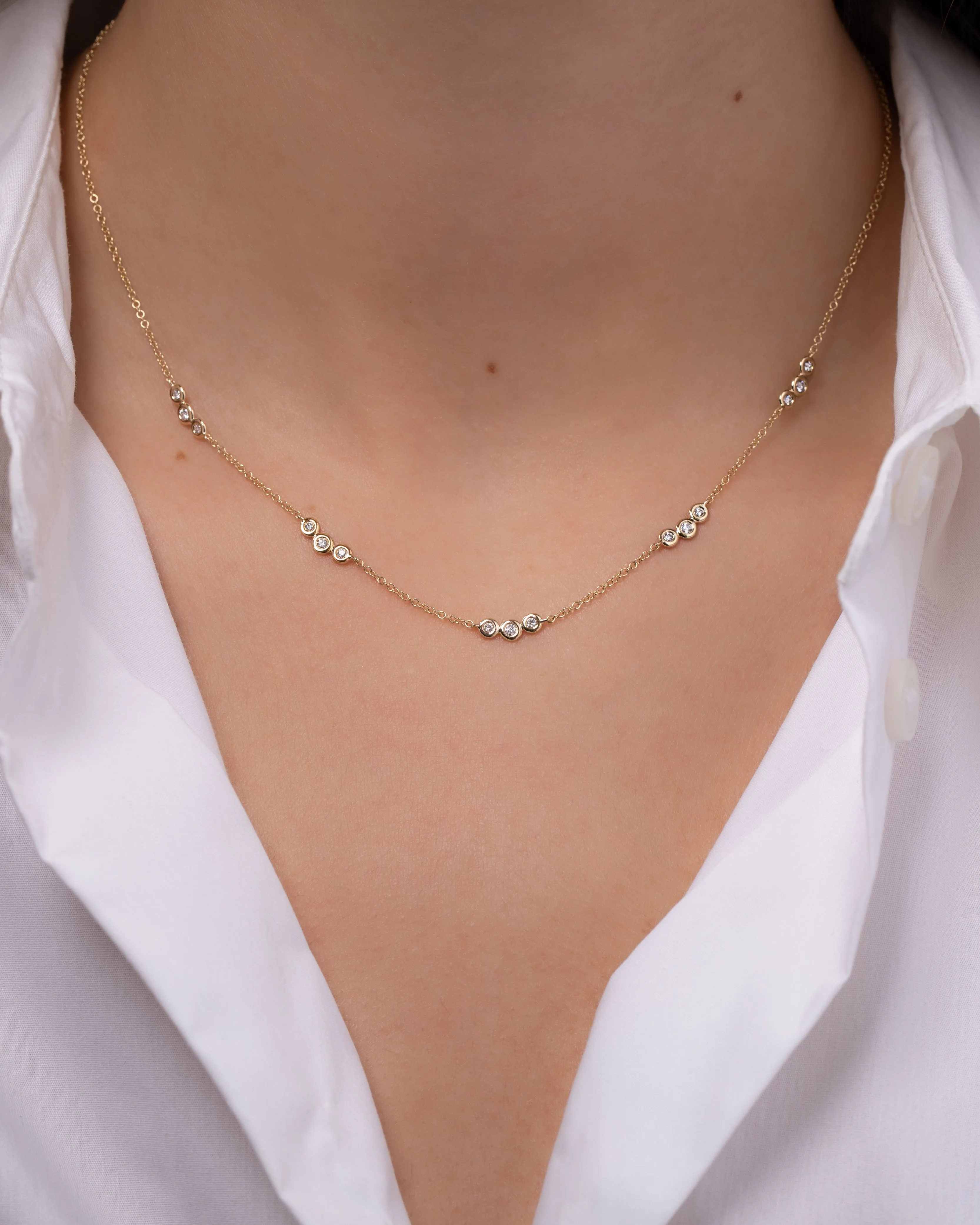 Bezel Diamond Trio Segment Necklace