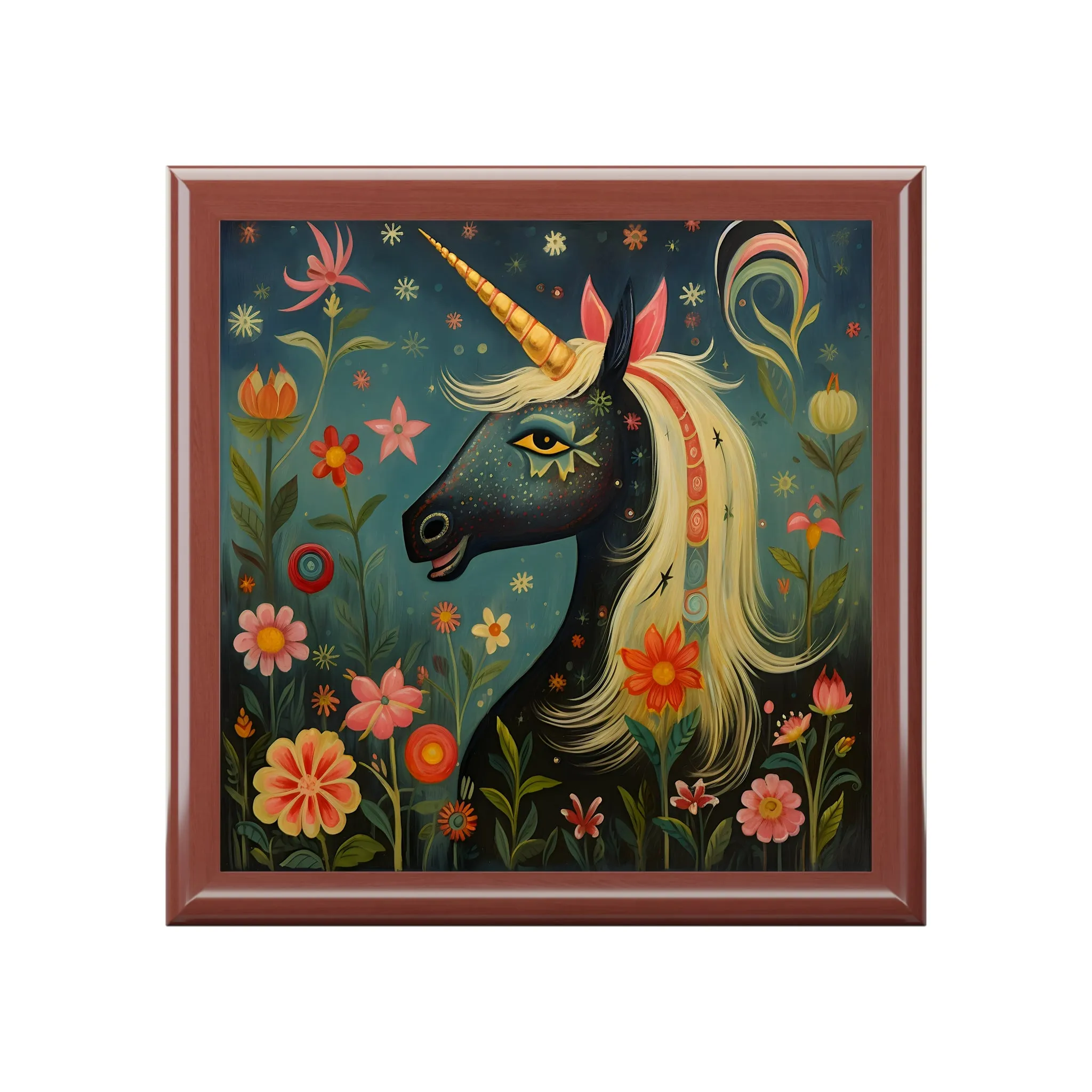 BOHO Rare Black Unicorn Jewelry Box