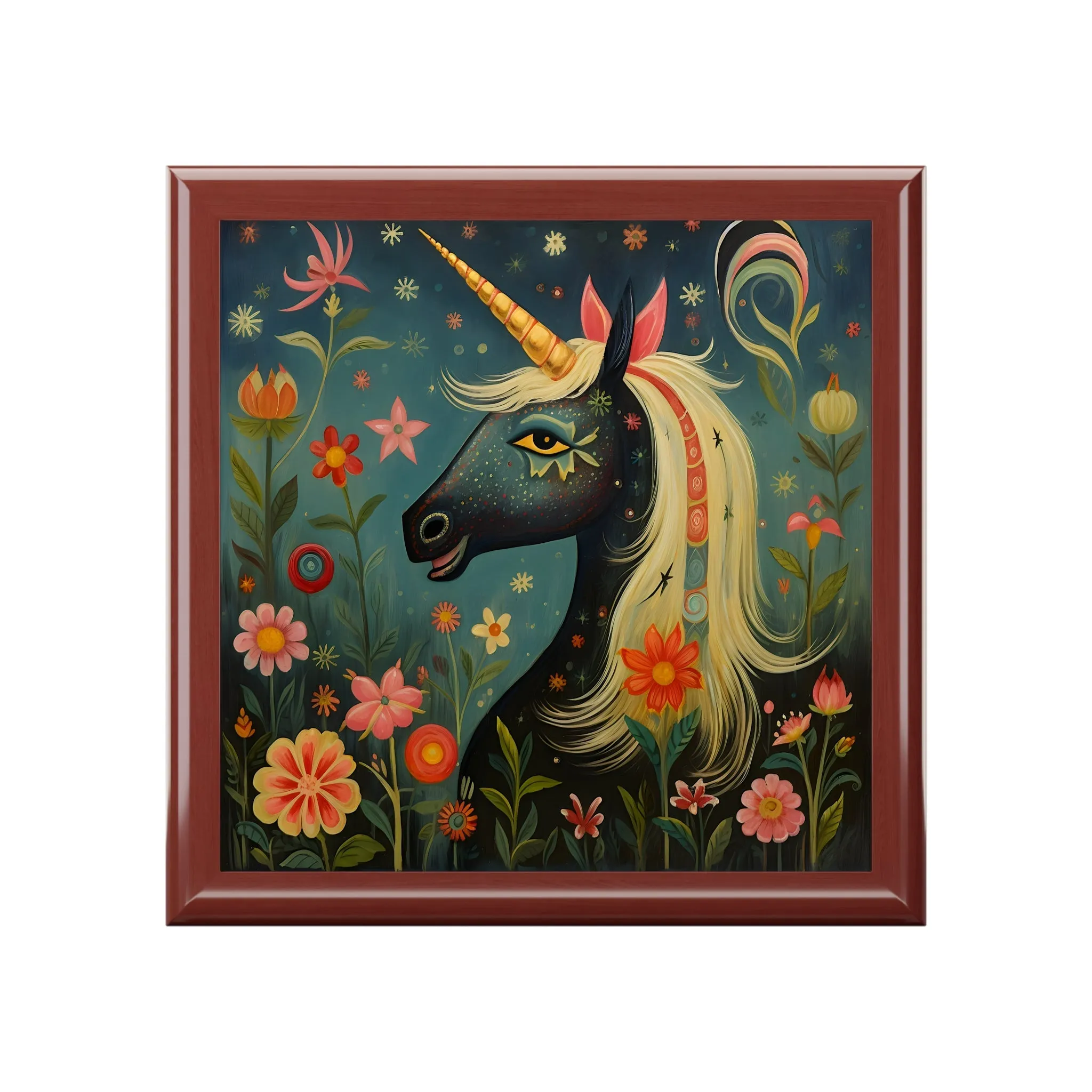 BOHO Rare Black Unicorn Jewelry Box