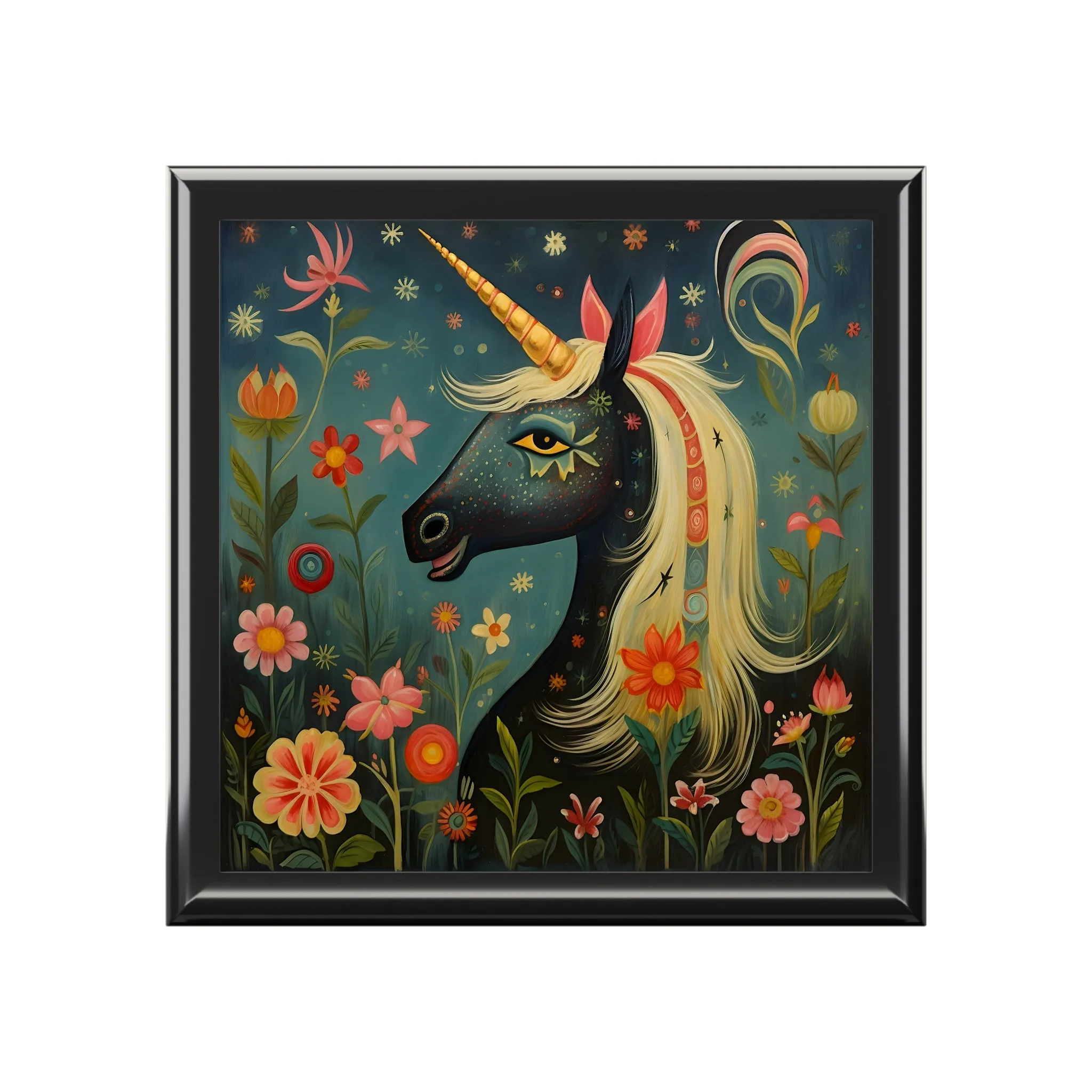 BOHO Rare Black Unicorn Jewelry Box