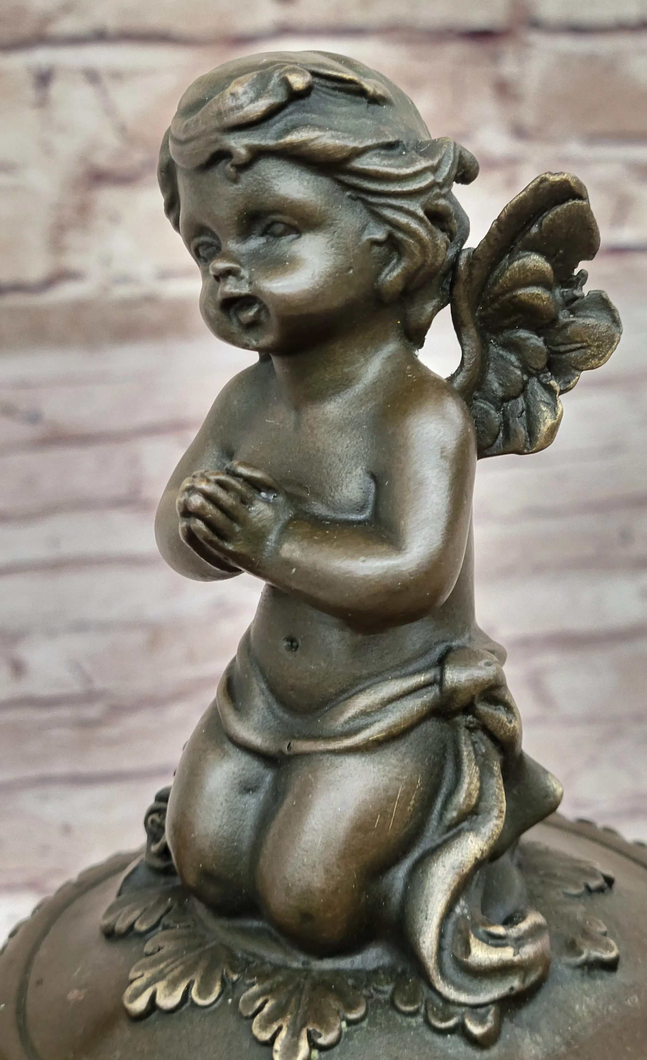 Bronze Sculpture Mythical Putti Angel Jewelry Box Detailed Classic Artwork