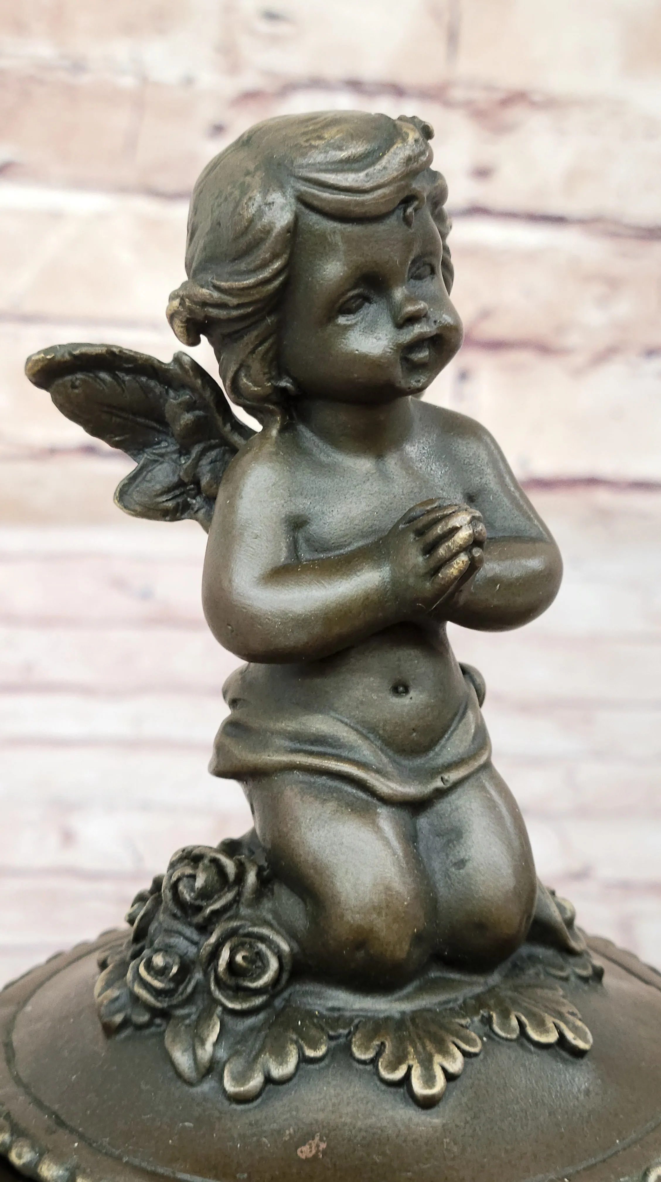 Bronze Sculpture Mythical Putti Angel Jewelry Box Detailed Classic Artwork