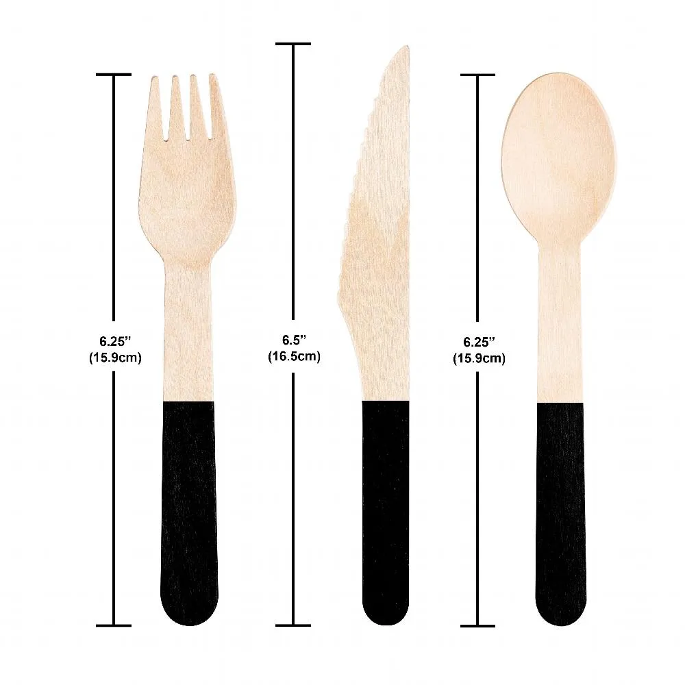 Bulk Black Velvet Wooden Cutlery, Assorted (Case of 288)