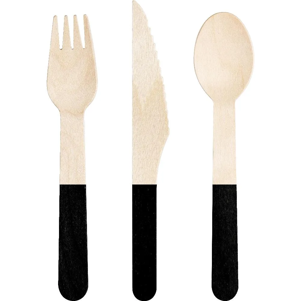 Bulk Black Velvet Wooden Cutlery, Assorted (Case of 288)