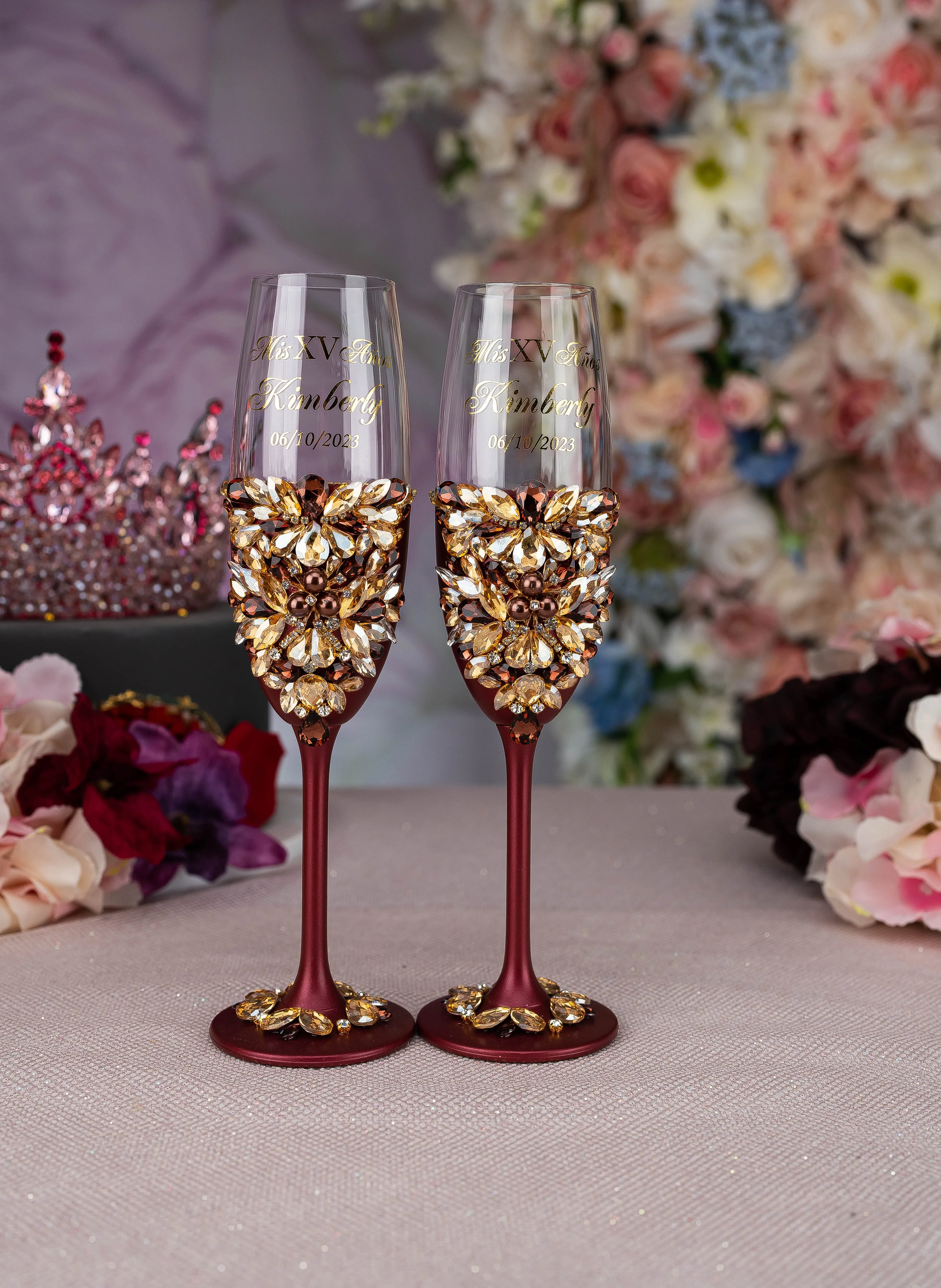 Burgundy quinceanera brindis package (5 pcs)