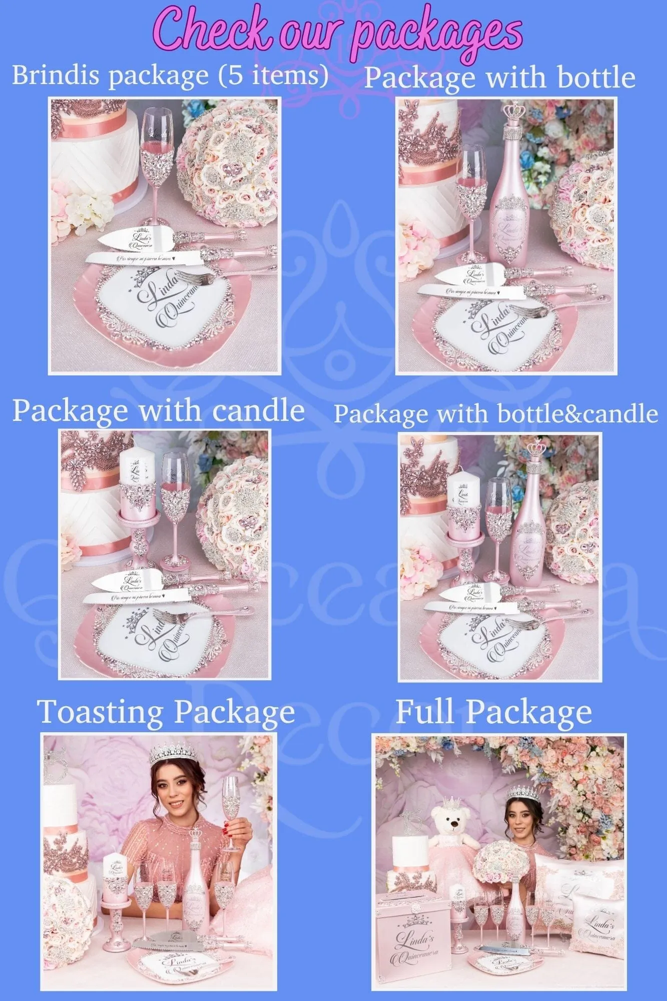 Burgundy quinceanera brindis package (5 pcs)