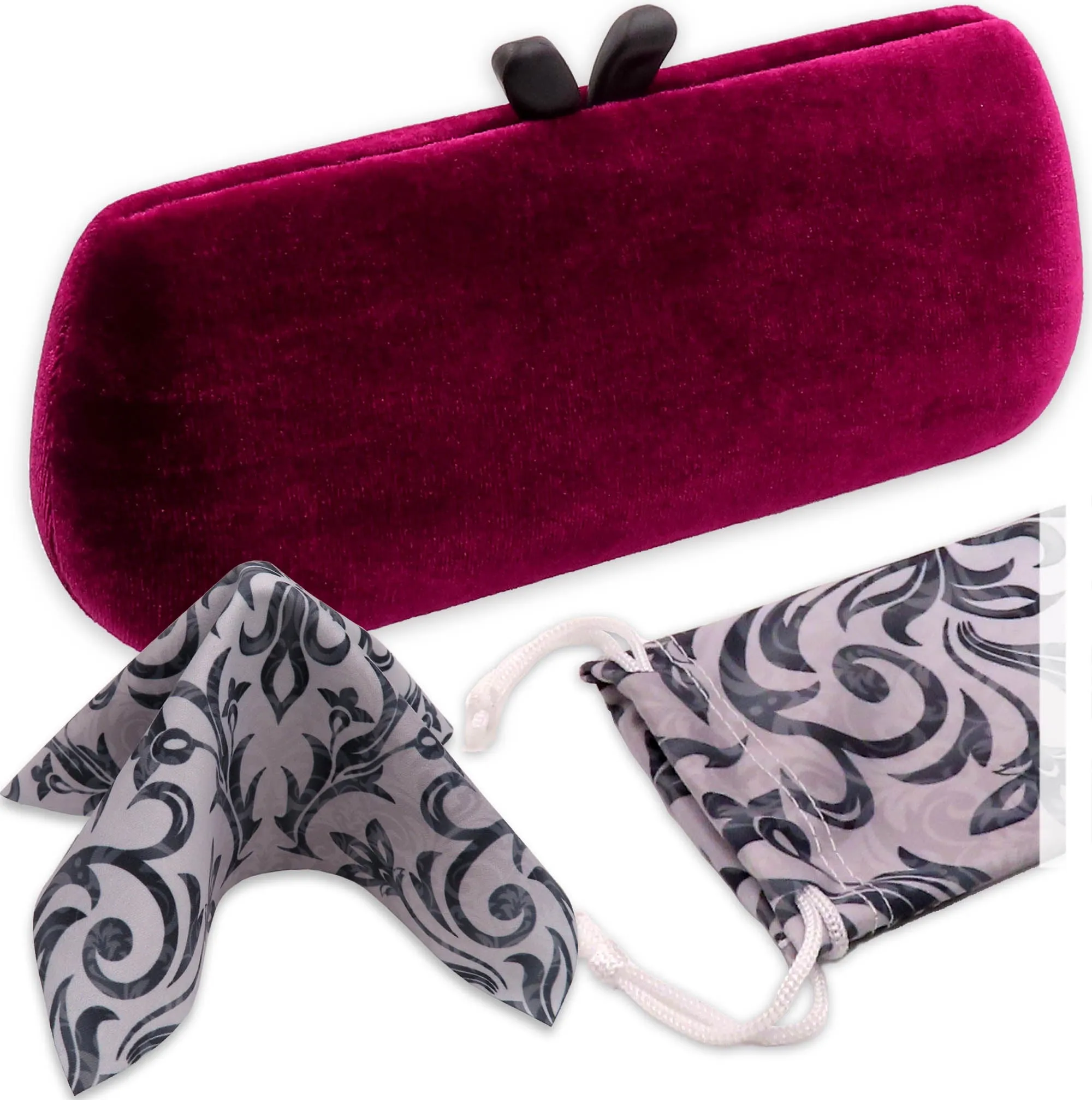 Chic Glasses Case - Hard Eyeglasses Case with Handle - Cute Small Sunglass Case Holder with Pouch & Cloth in Velvet (AS461 VELVET)