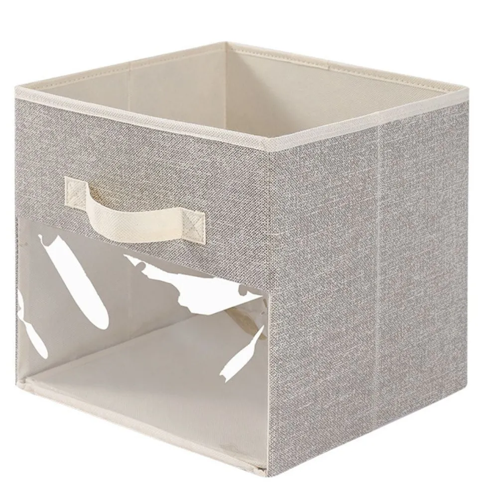 Clear Window Storage Cube Bins with Handles (27*27*27 cm)