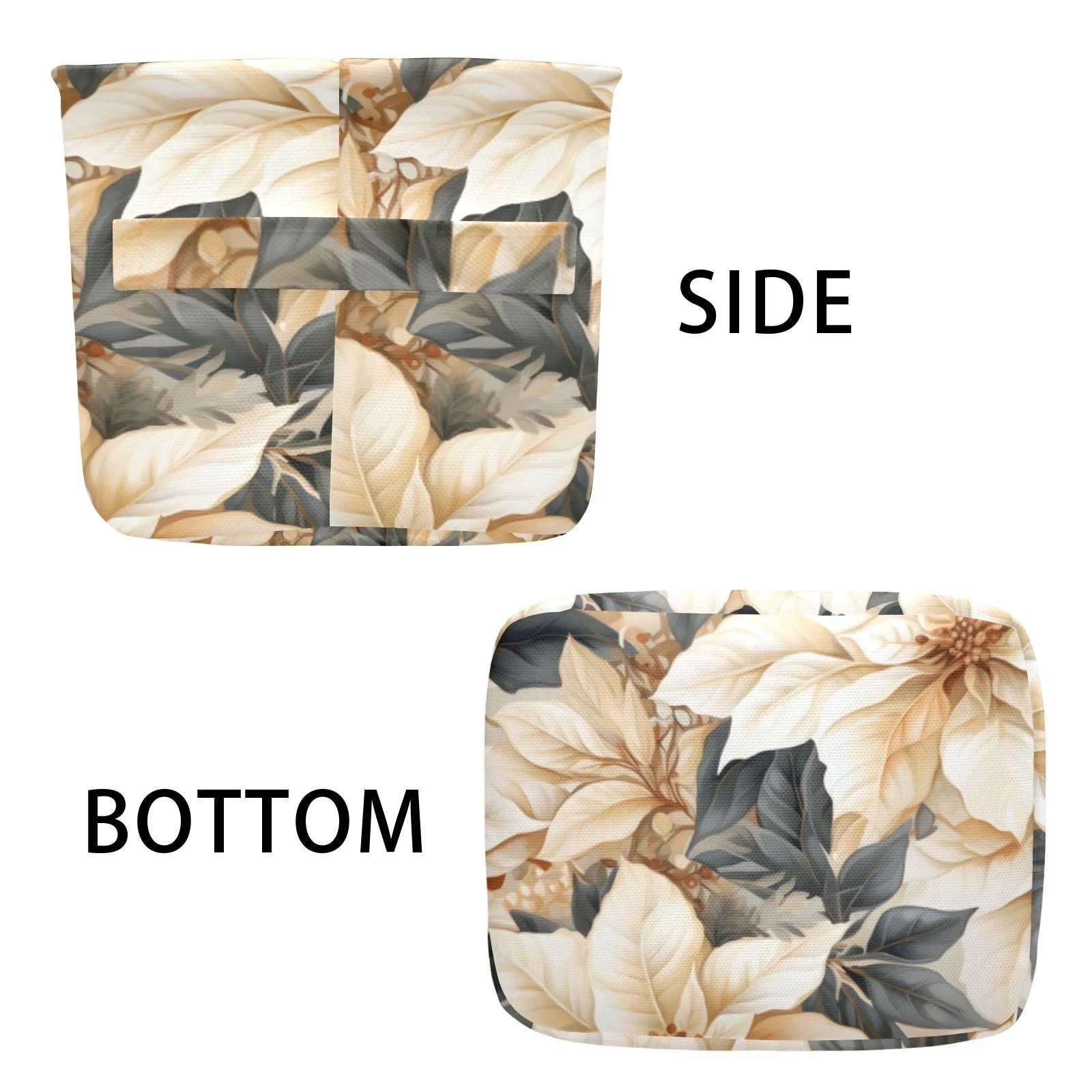 Cream Poinsettia2 Fabric Storage Basket