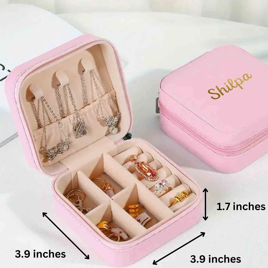 Customized Portable Travel Mini Jewelry Organizer Pu Leather Ring Organizer Case Storage Box for Women