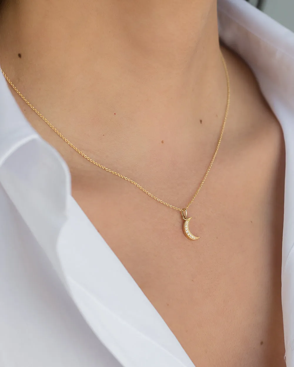 Diamond Moon Necklace