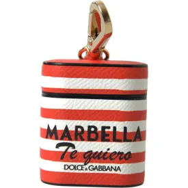 Dolce & Gabbana Chic Orange Striped Leather Airpods Case