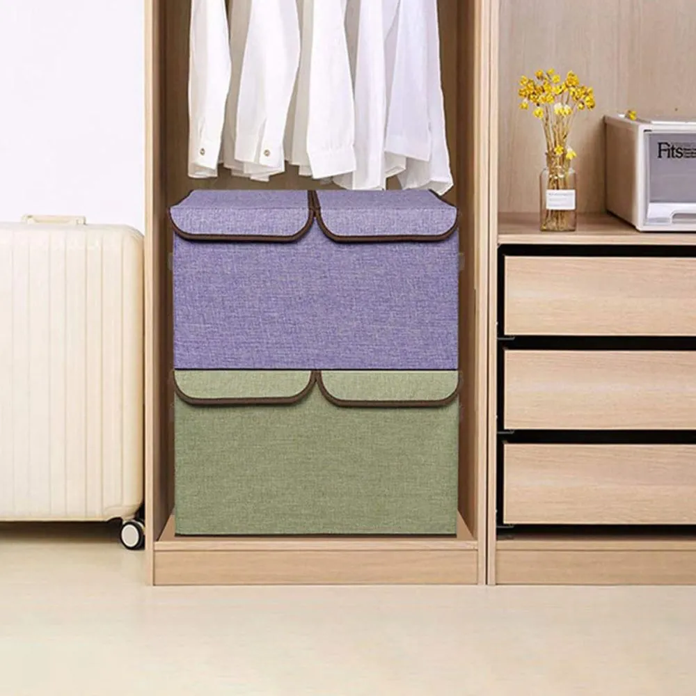 Double Cover Large Clothes Storage Box (16.5*11.8*9.8 in)