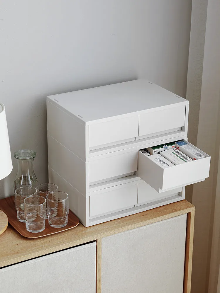 Drawer Type Desktop Double Compartment Storage Box