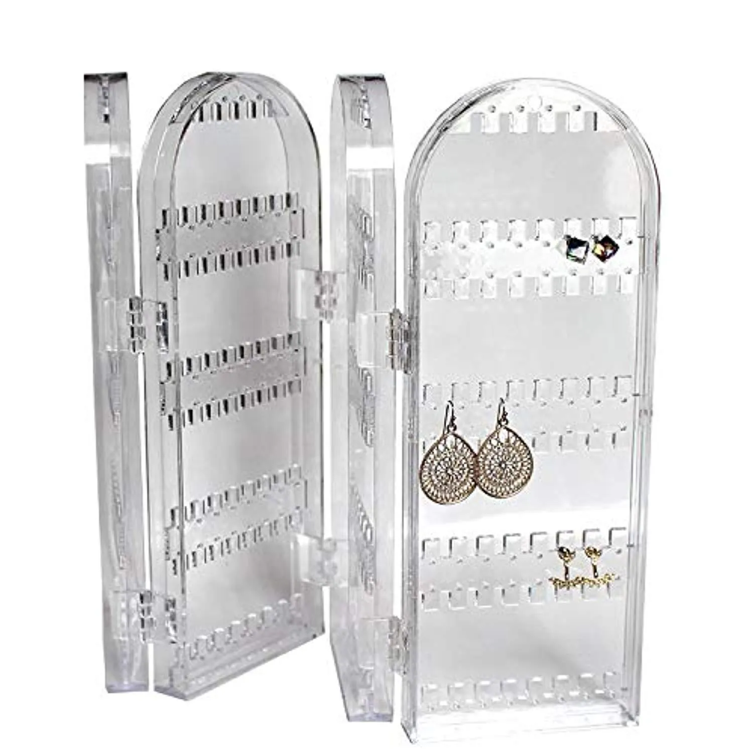 Electomania Clear Acrylic Folding Earring Jewellery Necklace Hook Stand Display Holder and Organizer