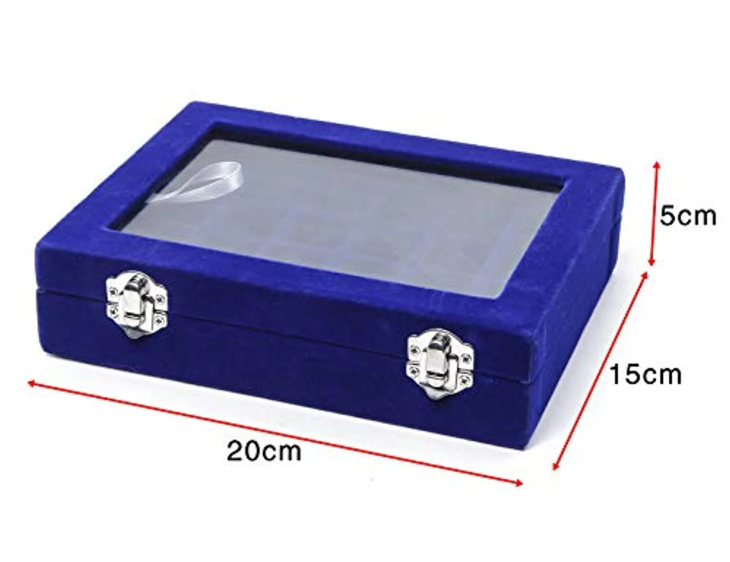 Electomania Velvet Fabric Glass Jewelry Ring Display Box Tray Holder Storage Box Organizer