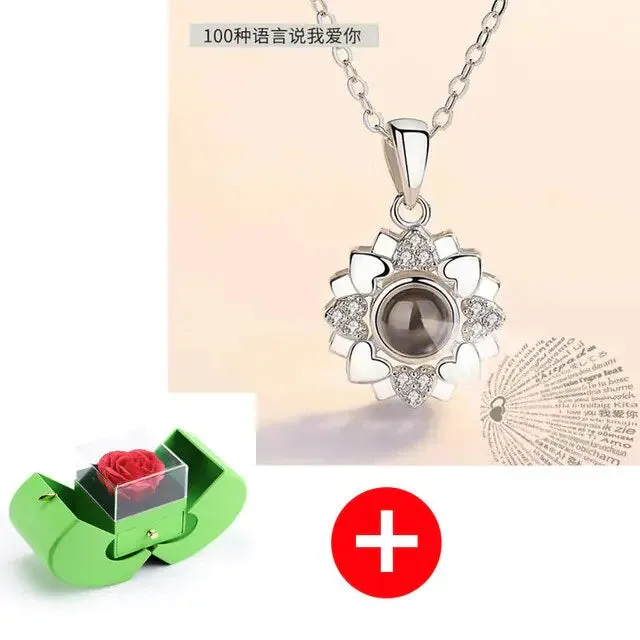 Eternal Flower Box with Necklace & Message