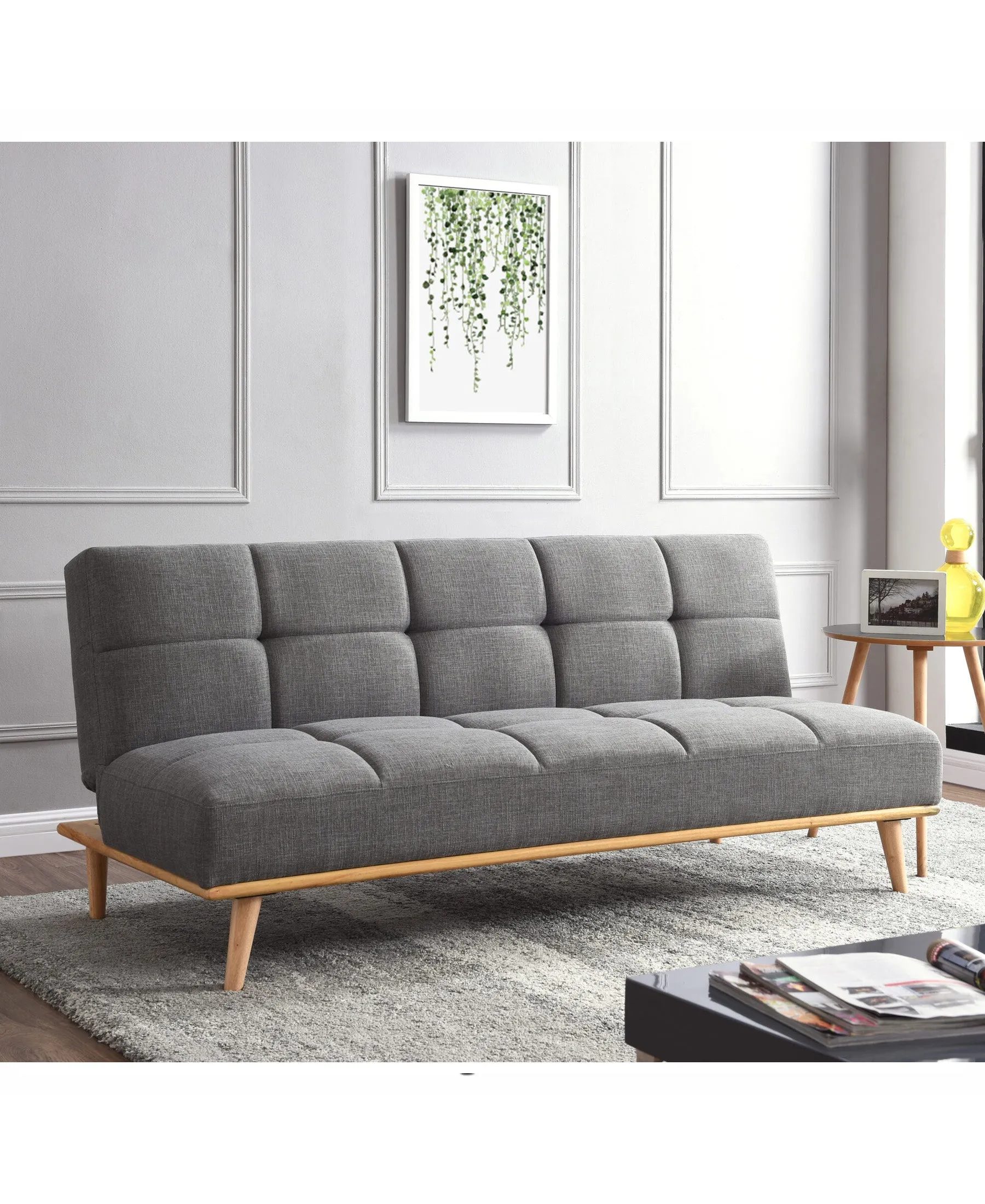 F310 3 Seater Sofa Bed With Button Back – Grey