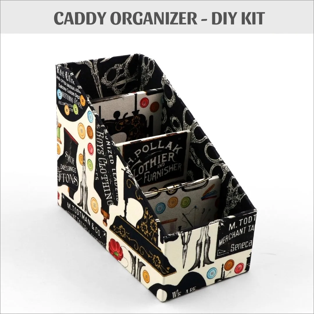 Fabric caddy organizer DIY kit, remote control caddy, fabric box kit, art supply organizer, cartonnage kit 170